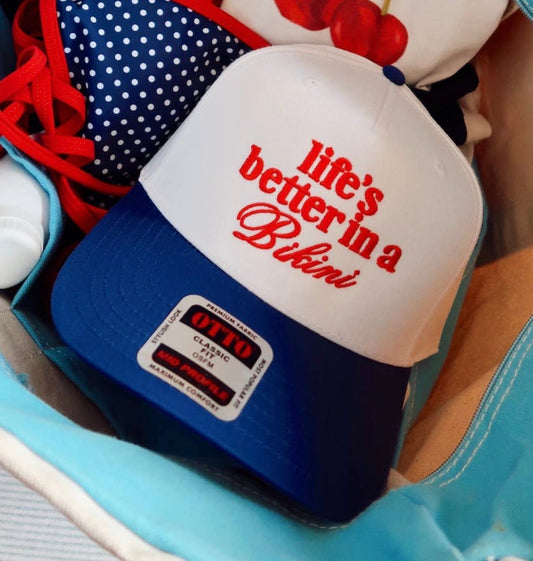 Life's Better in A Bikini Royal/ White Hat