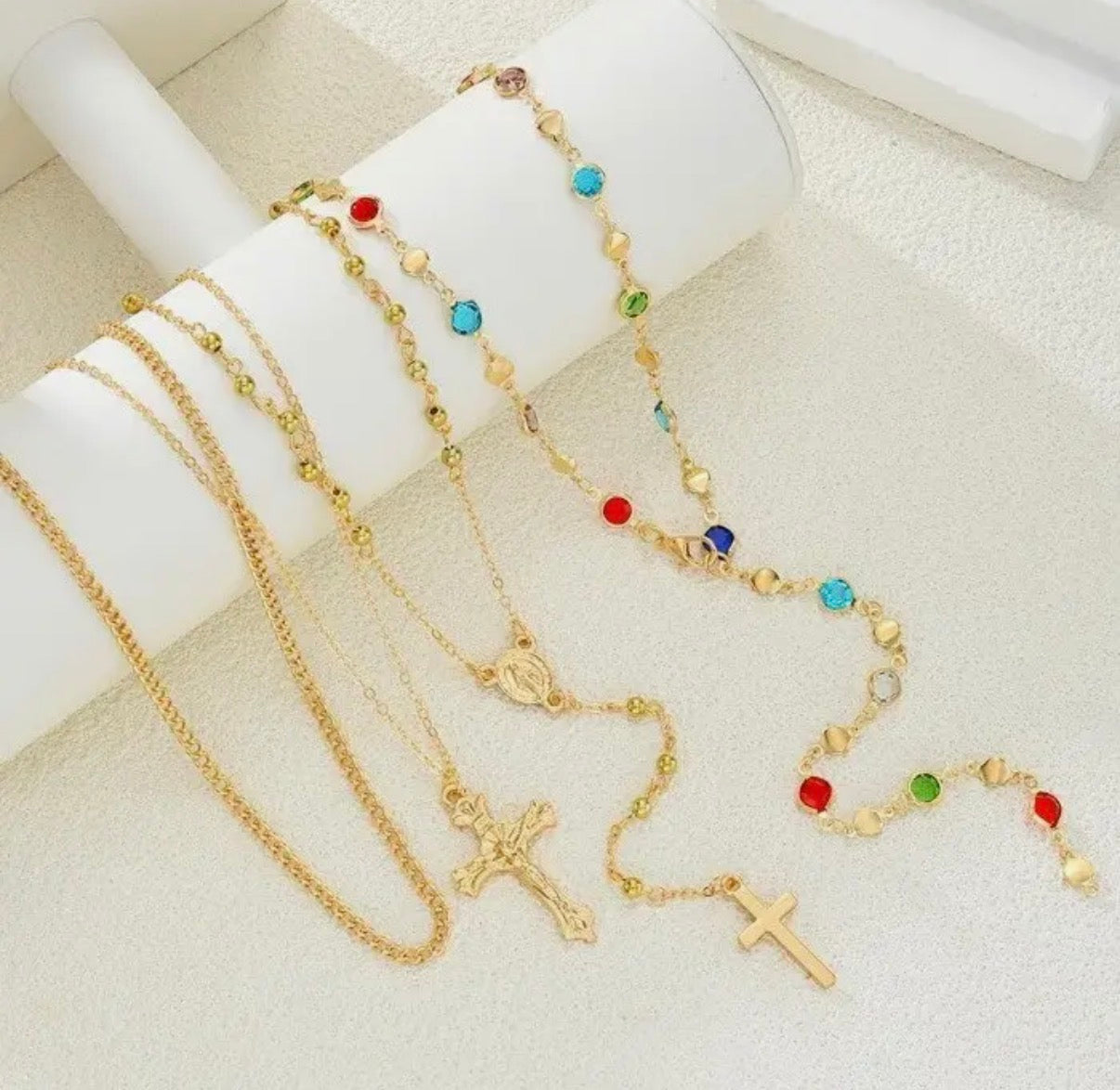 Boho Y Stone Cross Layered Necklace