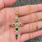 Rhinestone Cross Golden Charm Necklace