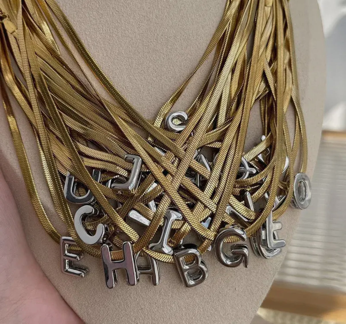 Snake Chain with Initial Pendant Necklace