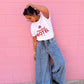 Washed Pinktuck Wide Leg Pants