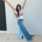Color Block Jeans with Split Seam