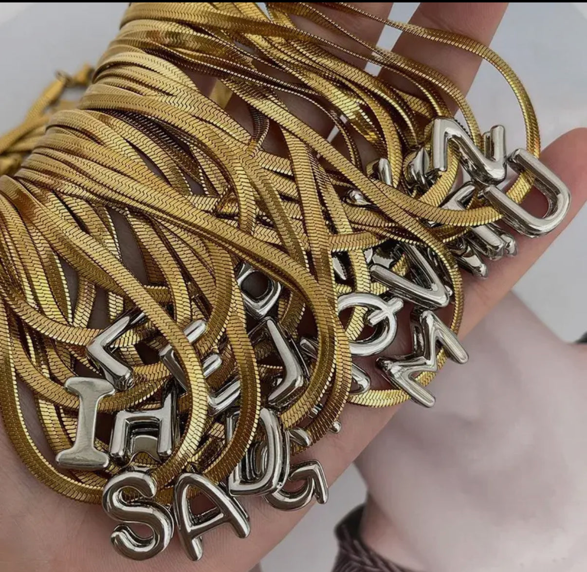 Snake Chain with Initial Pendant Necklace