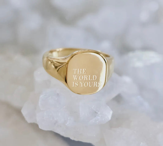 The World is Yours Stamped Ring
