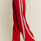 Red Solid Cotton Side Stripes Wide Leg Pants