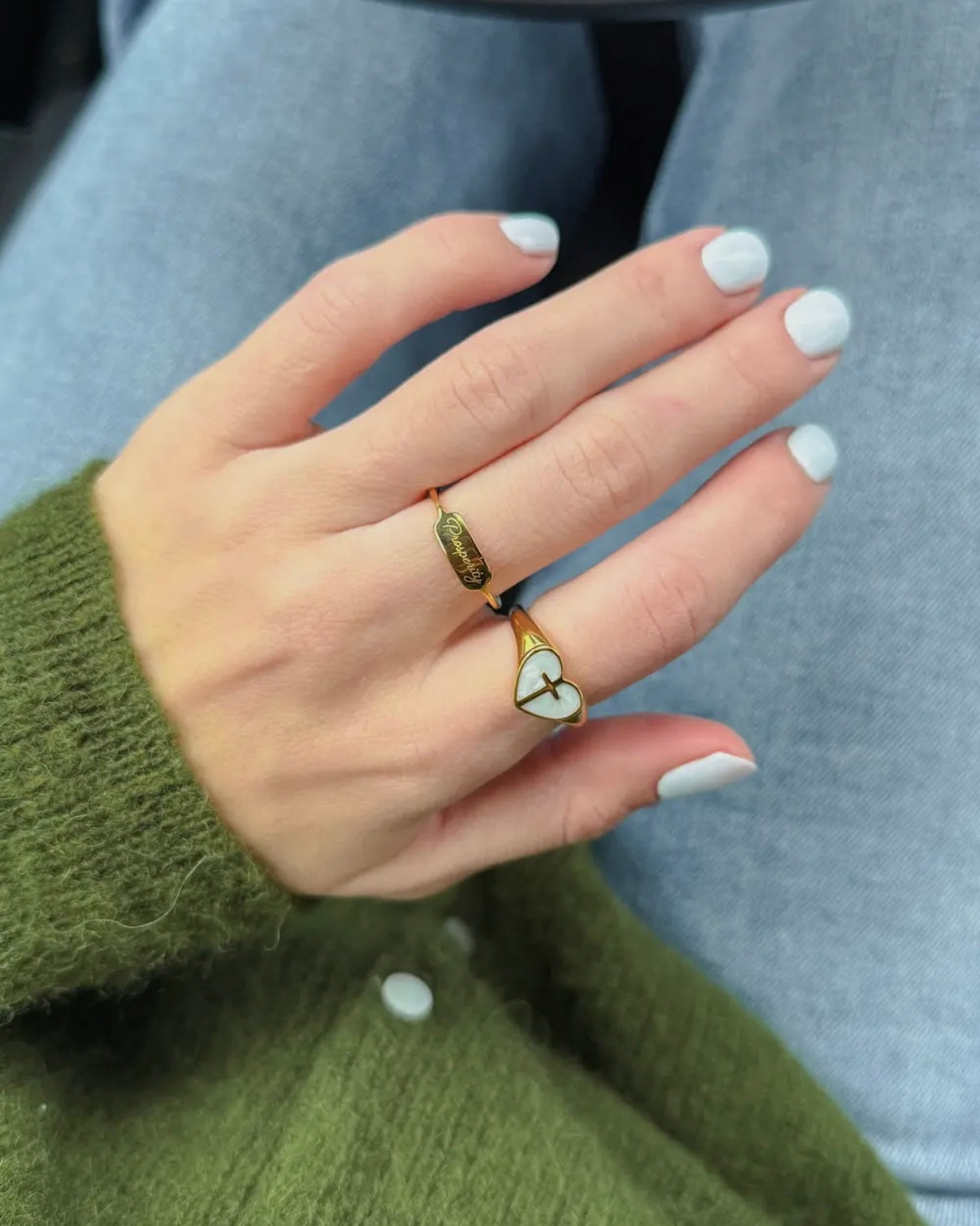 Enamel Heart Cross Ring