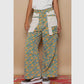 Floral Pattern Wide Denim Pants