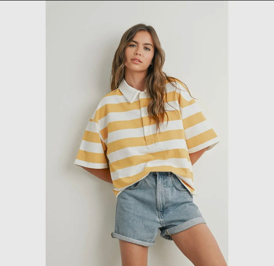 Striped Oversized Polo YELLOW