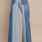 Color Block Jeans with Split Seam