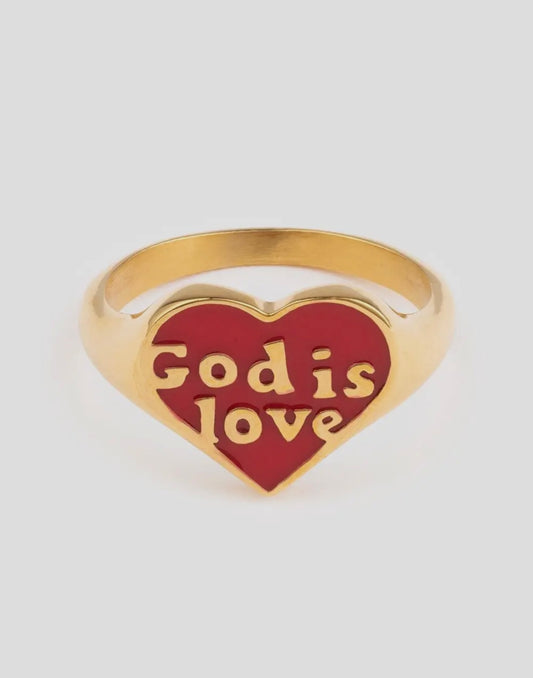 God is Love Enamel Ring