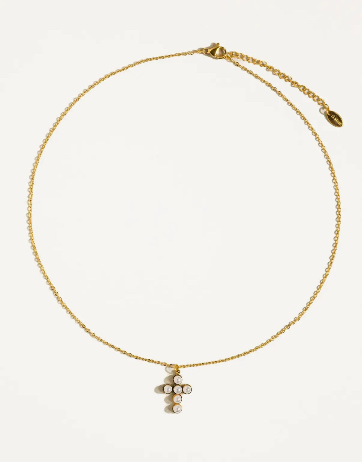 Faith Dainty Cross Pearl Necklace