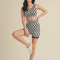 Checkmate Cropped Two Piece -Black And Blue