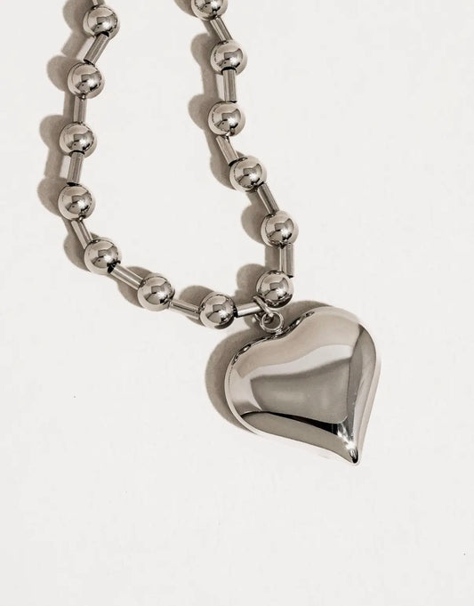 Silver Bubble Heart Necklace