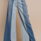 Color Block Jeans with Split Seam