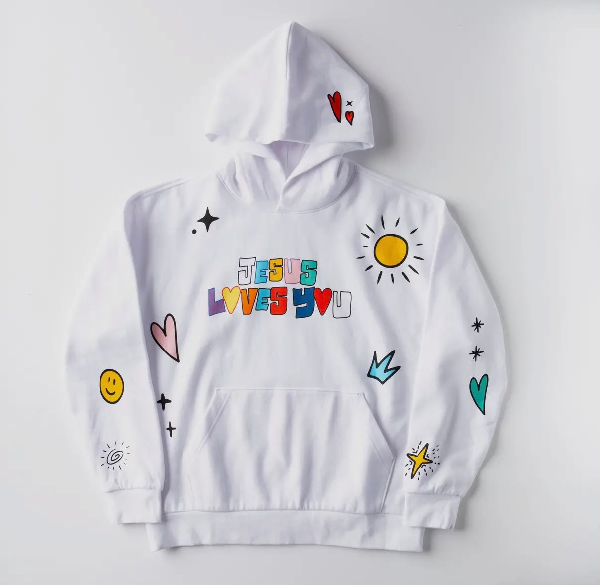 Jesus Loves You Pullover Hoodie - White