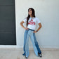Color Block Jeans with Split Seam