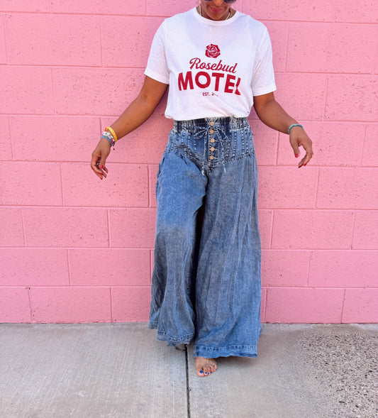Washed Pinktuck Wide Leg Pants