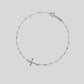 Silver Dainty Boho Color Bead Cross Bracelet in 925 Sterling Silver