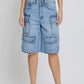 Medium Wash Cargo Baggy Shorts
