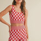 Checkmate Cropped Two Piece -Black Pink Red