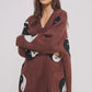 Brown Oversized Yin Yang Cardigan