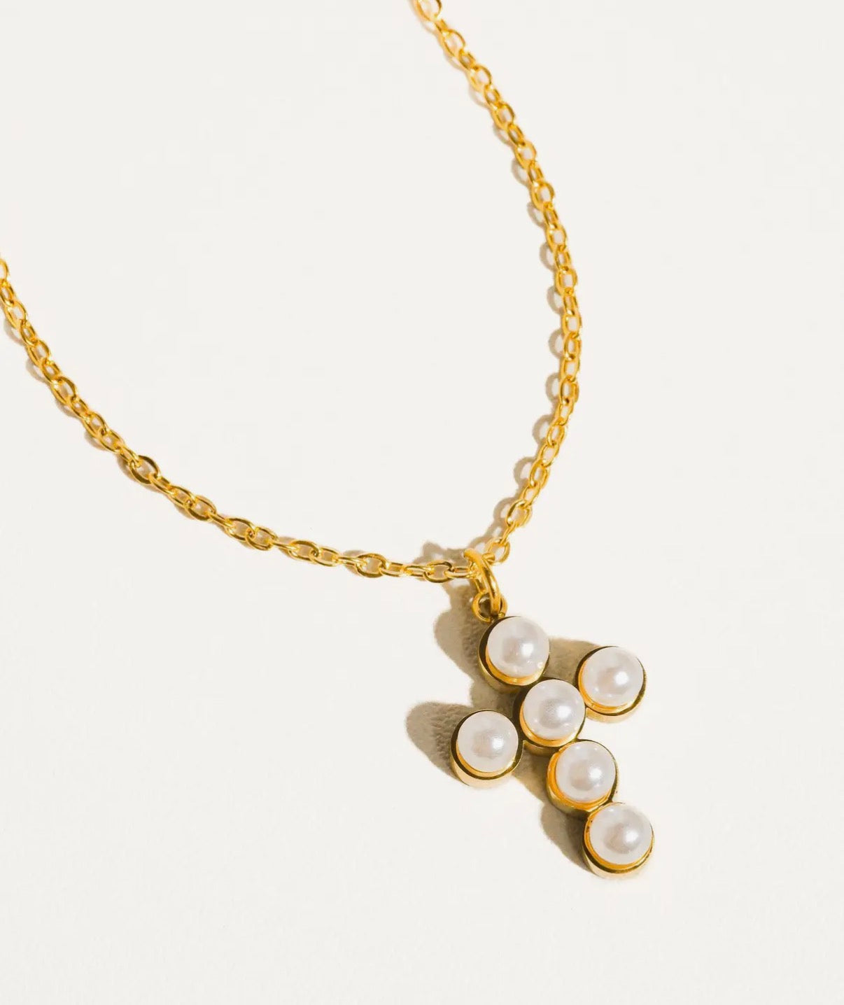 Faith Dainty Cross Pearl Necklace