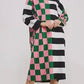 Plus Size Checkered and Stripe Oversized Sweater Dress