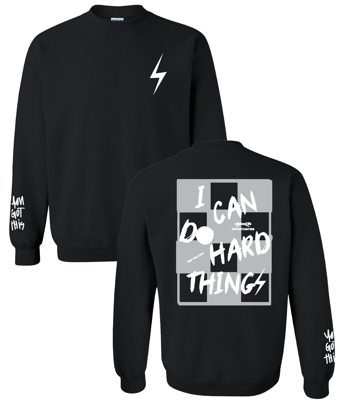 PREORDER Black + Grey/White  "I Can Do Hard Things" Sweatshirt