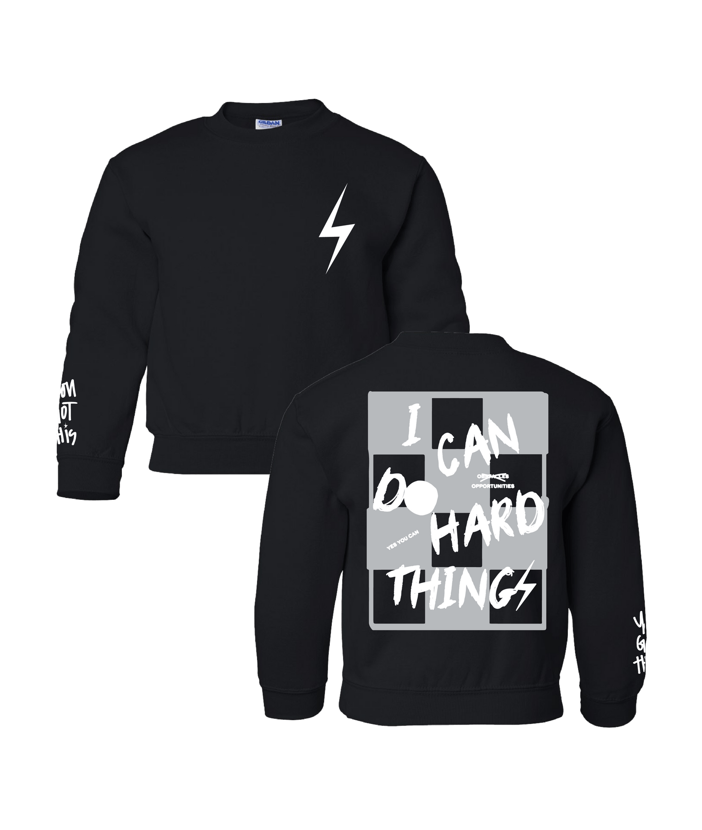 PREORDER Black + Grey/White  "I Can Do Hard Things" Sweatshirt