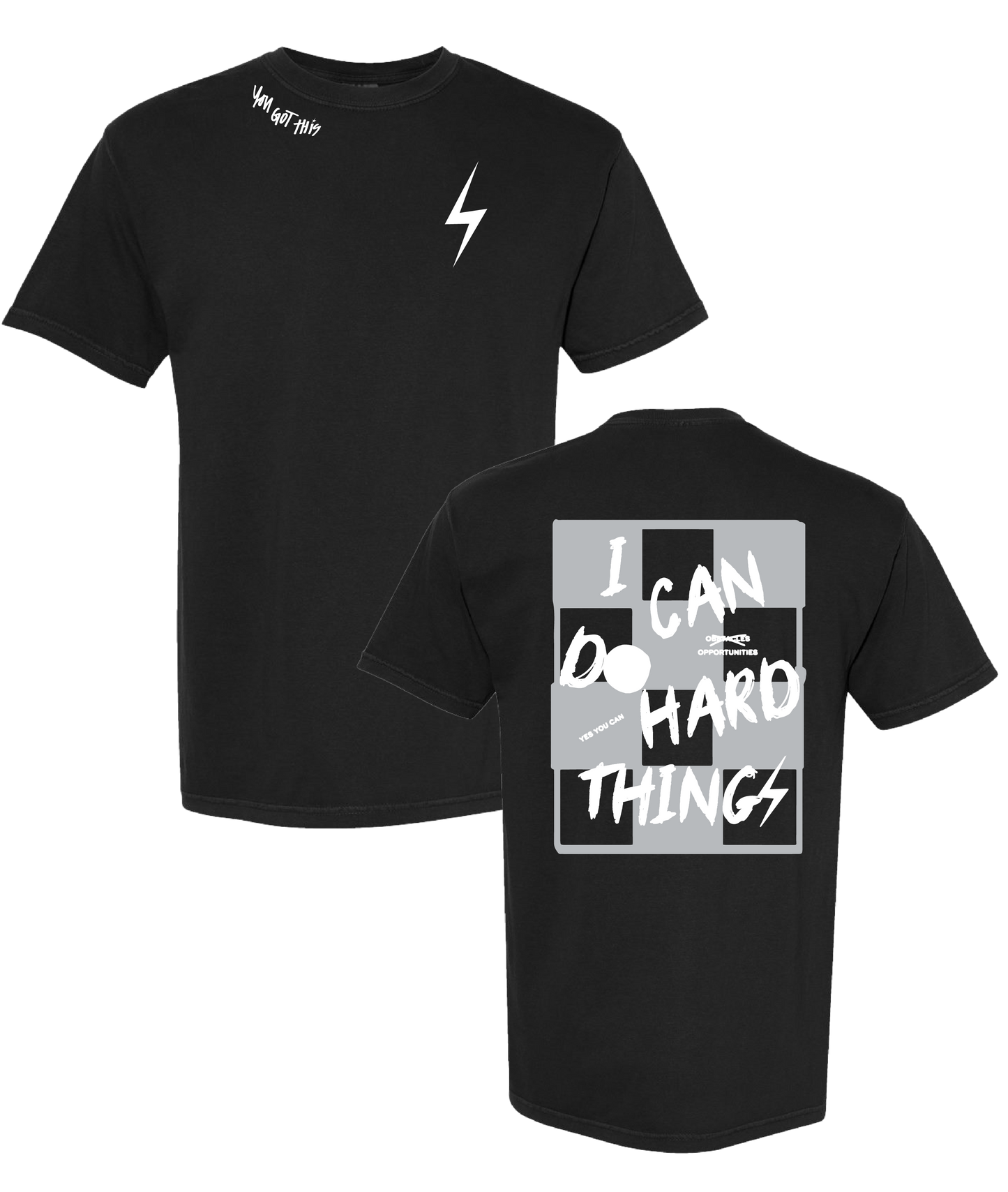PREORDER Black + Grey/White "I Can Do Hard Things" Comfort Colors Tee
