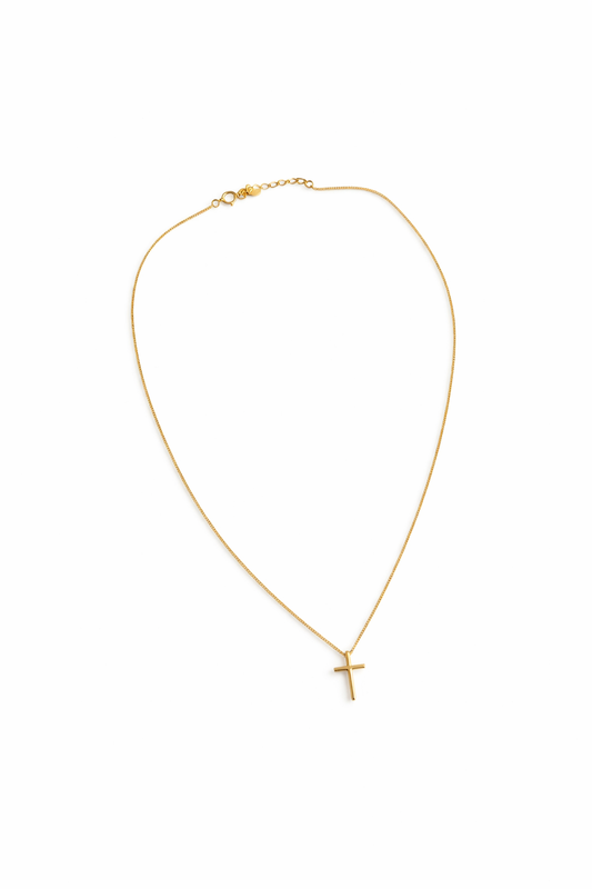 Dainty Cross Charm Pendant Necklace in 925 Sterling Silver • GOLD