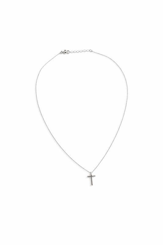 Dainty Cross Charm Pendant Necklace in 925 Sterling Silver • SILVER