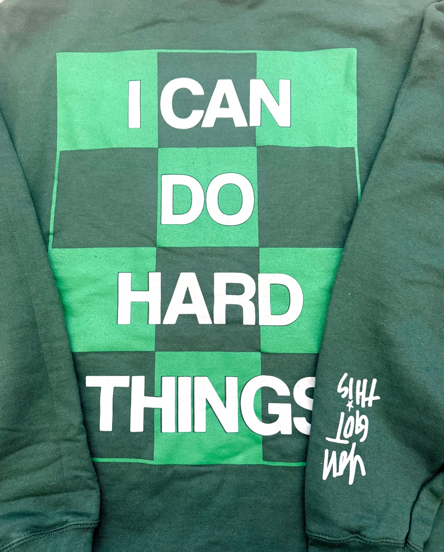 Dark Green "I Can Do Hard Things" Grey Detail lettering