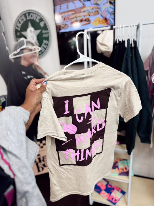 Cream, Brown + Pink "I Can Do Hard Things" Tee