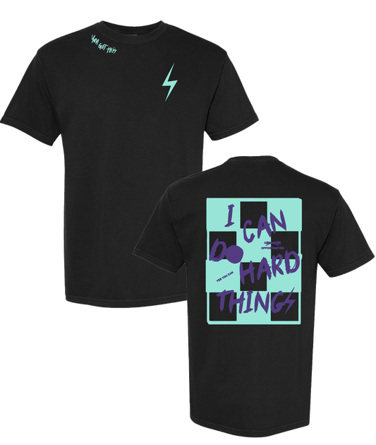 PREORDER Black + Mint/Light Purple "I Can Do Hard Things" Comfort Colors Tee