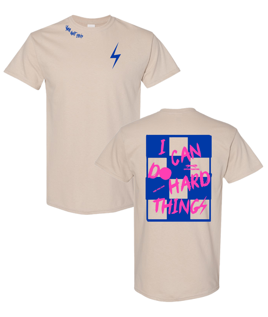 PREORDER Sand + Pink/Royal "I Can Do Hard Things" Tee