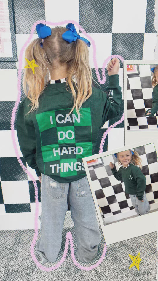 Dark Green "I Can Do Hard Things" Grey Detail lettering